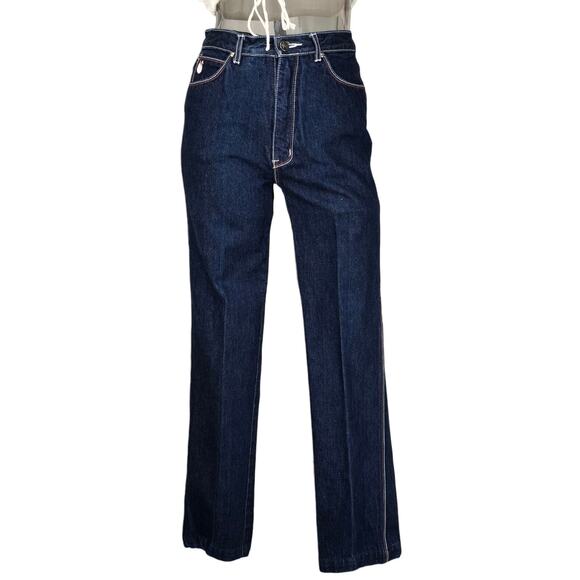 Vintage 70s Gloria Vanderbilt by Murjani Iconic Red White Stitch Dark Wash Jeans - Picture 7 of 16
